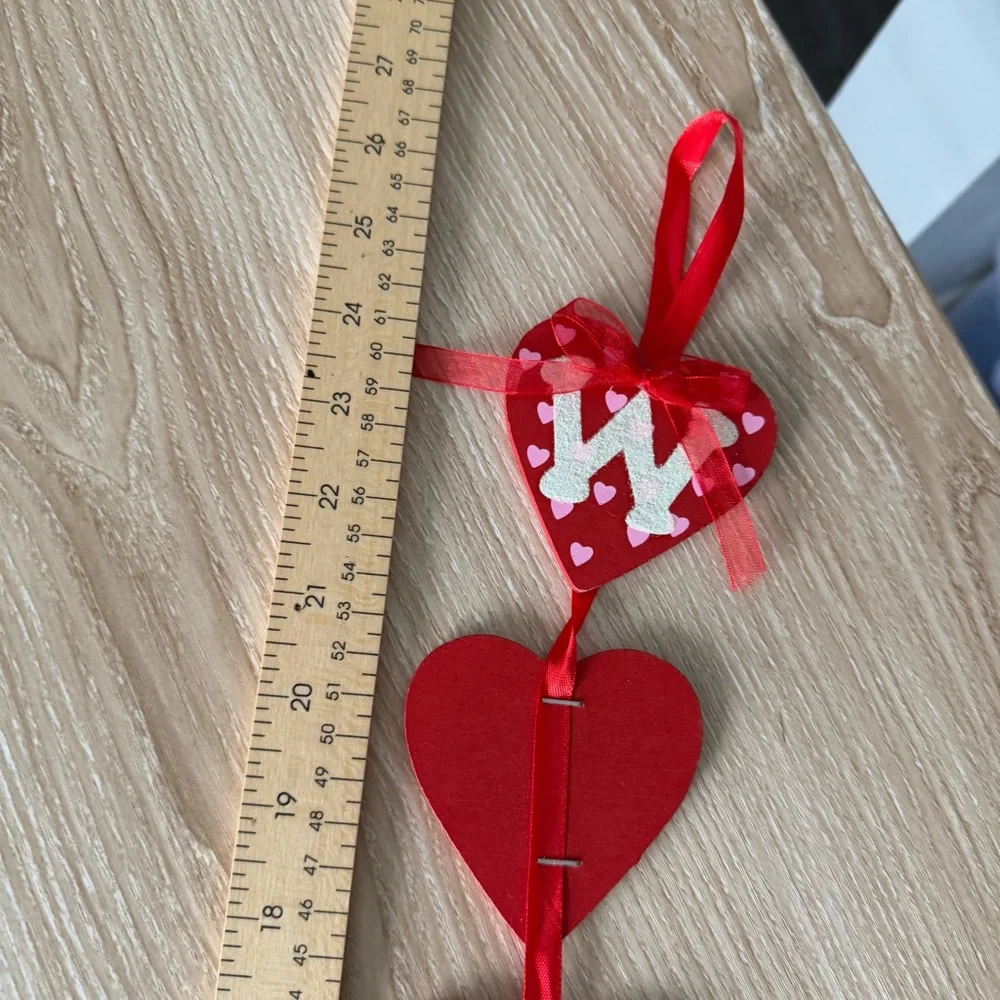 Valentines Wood Hearts Garland Wall Hanging Decor‎ Red Welcome Sign